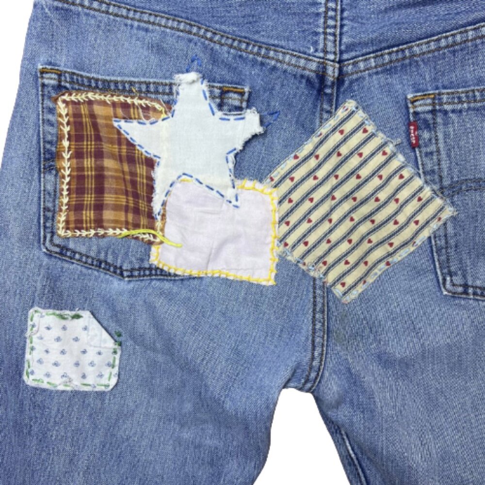 Vintage Levi’s 501 Custom Patchwork Jeans W33 L34 Denim - Picture 5 of 7